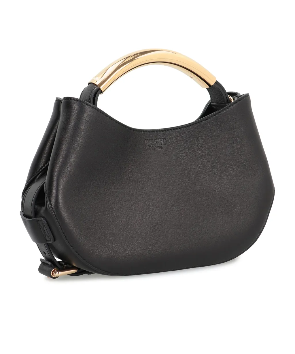 Curved-Handle Leather Tote Bag