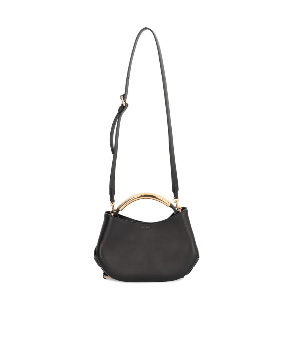 Curved-Handle Leather Tote Bag