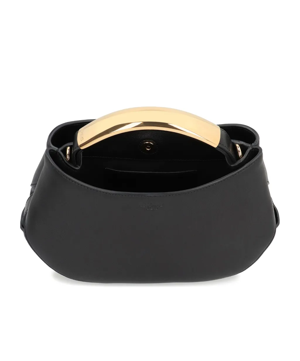 Curved-Handle Leather Tote Bag