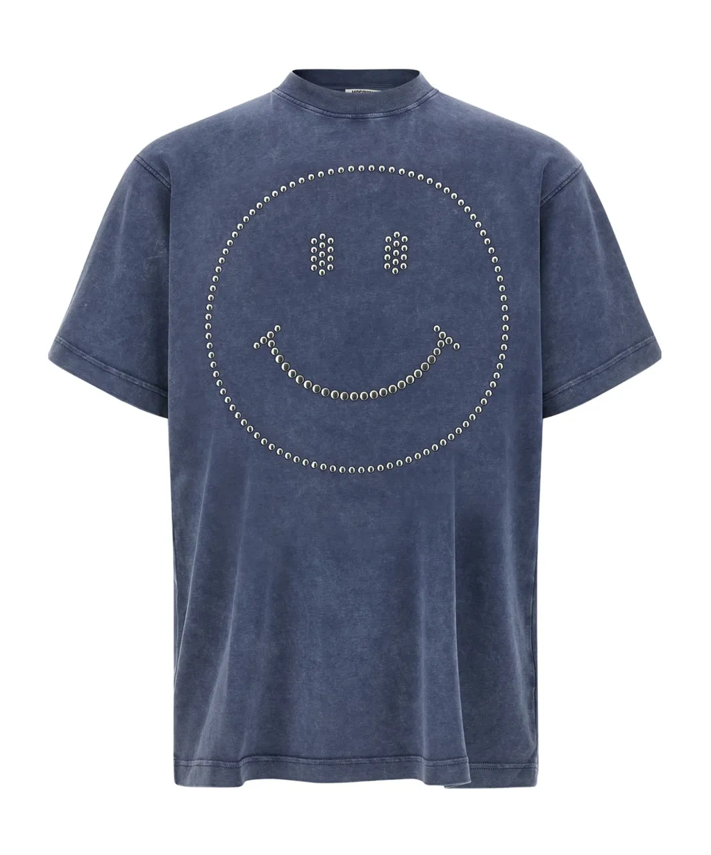 Stud-Embellished Smiley T-Shirt