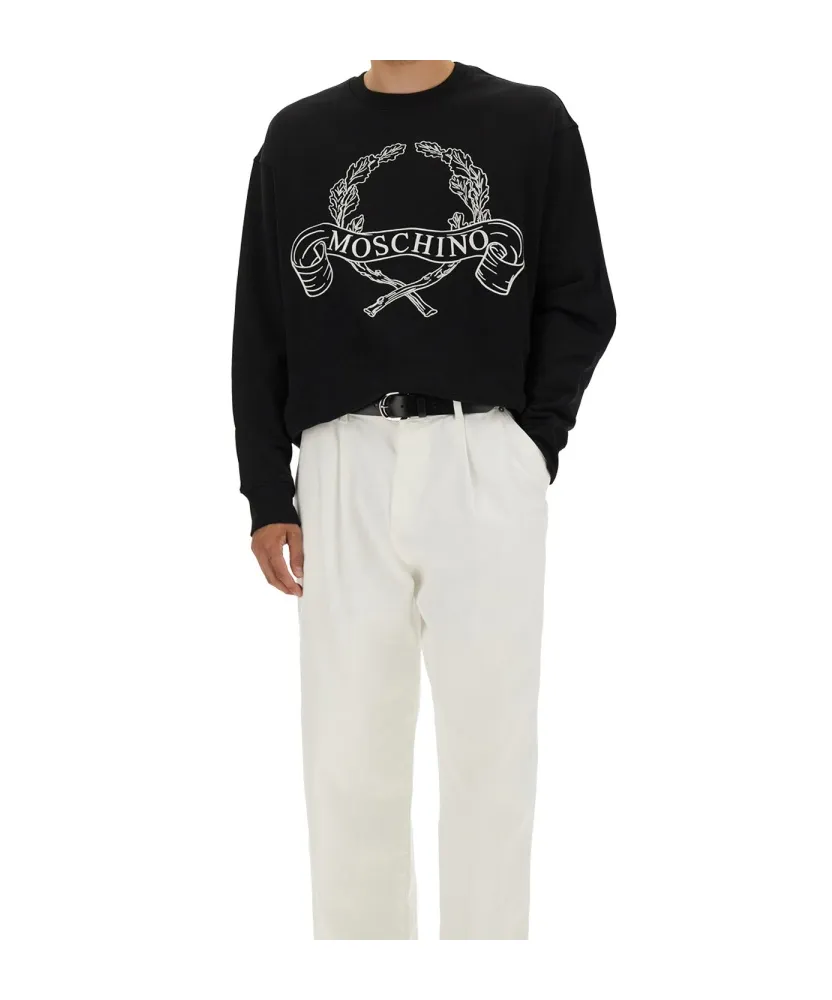 Sweatshirt With Laurel Crown Logo Embroidery