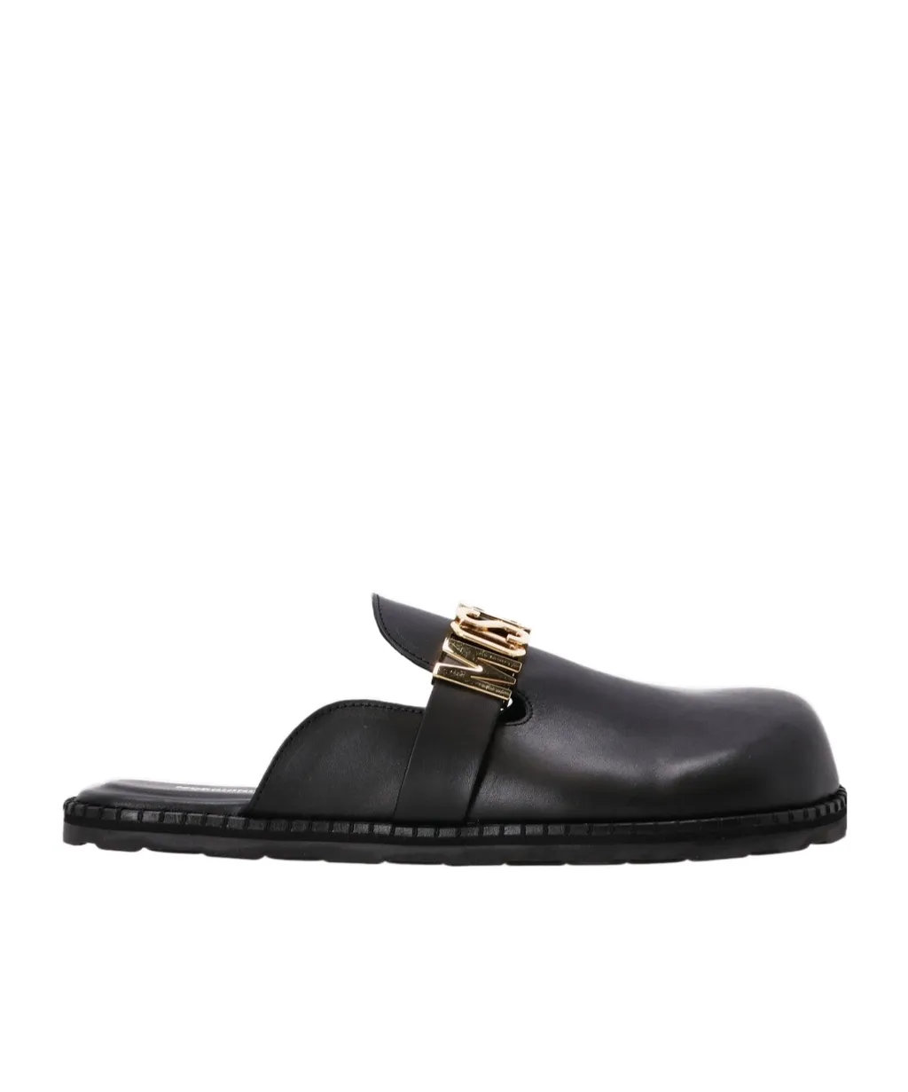 Logo-Plaque Leather Mules