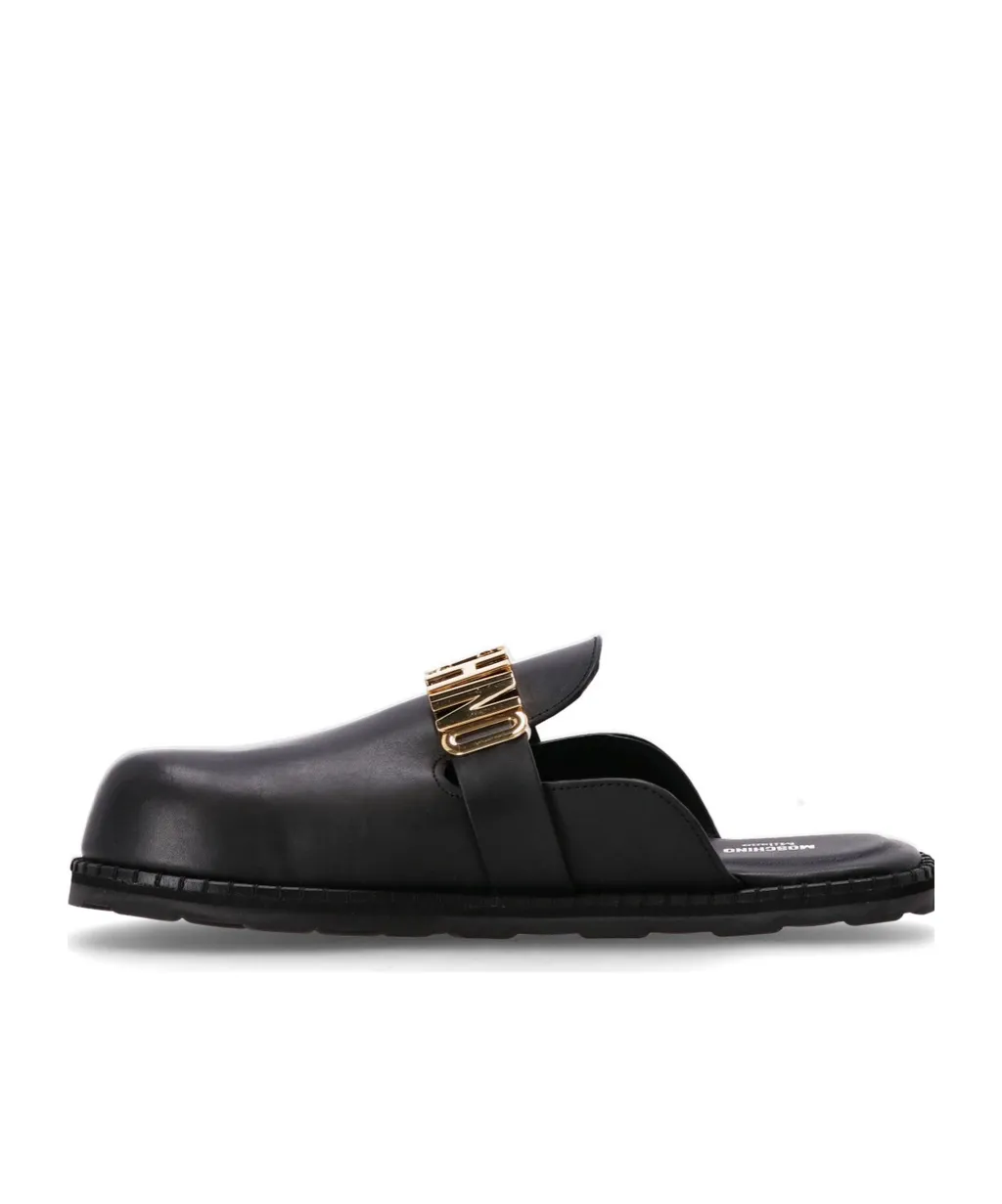 Logo-Plaque Leather Mules
