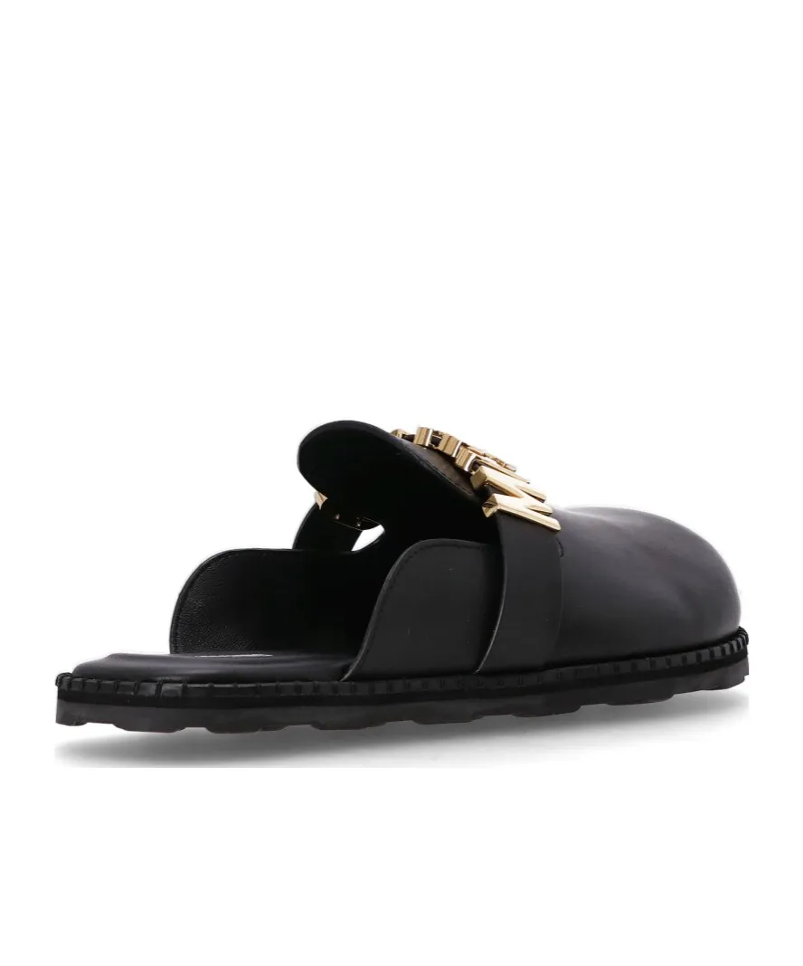 Logo-Plaque Leather Mules