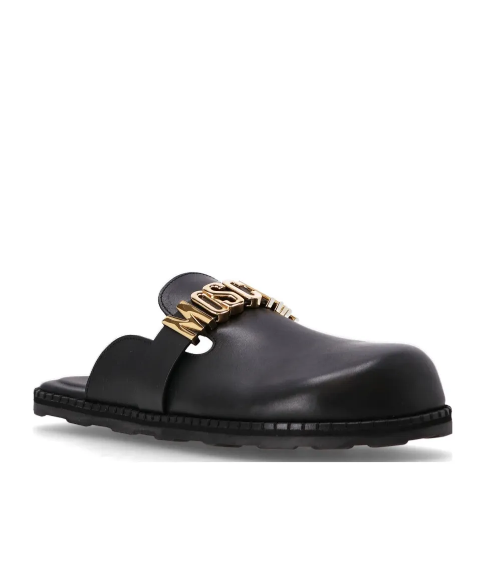 Logo-Plaque Leather Mules