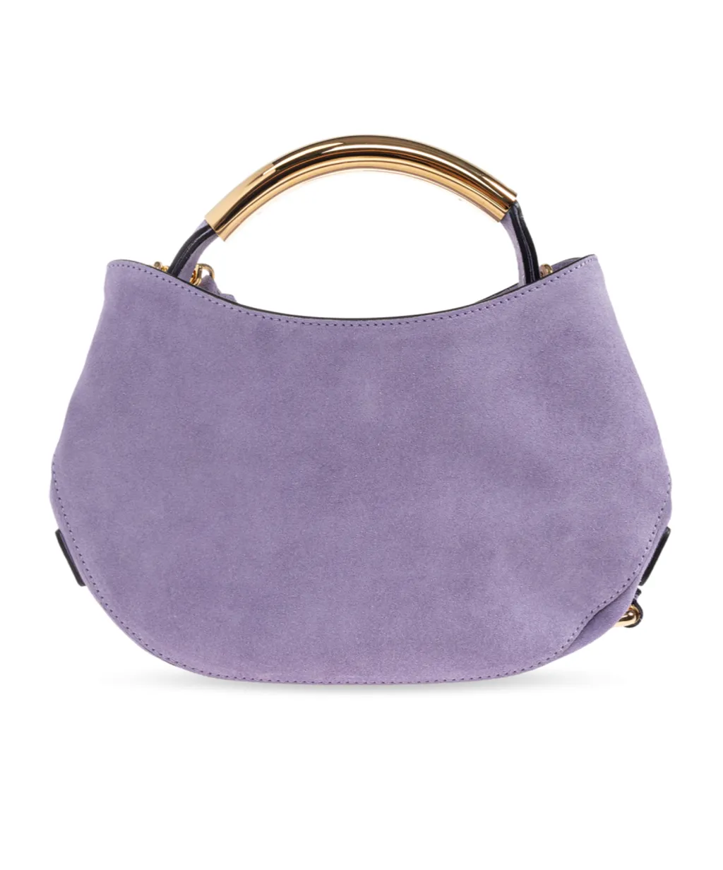 Handle-Me Curved Suede Tote Bag