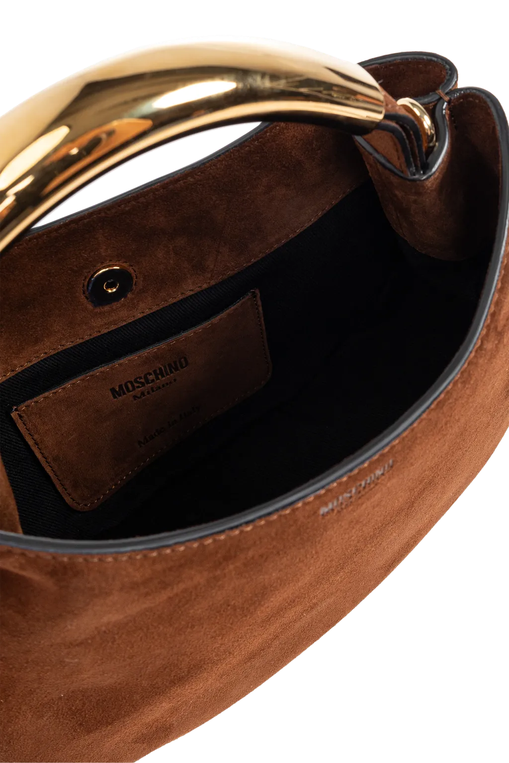 Curved-Handle Suede Tote Bag