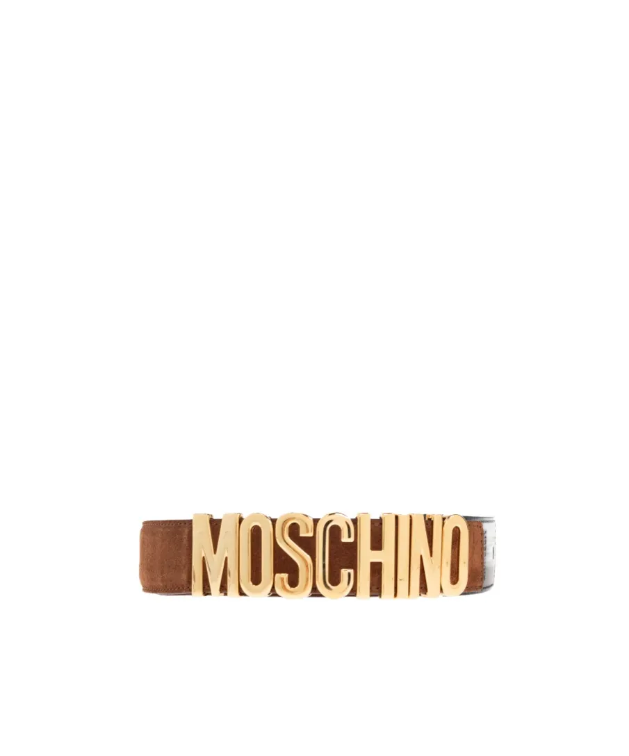 Logo Plaque Suede Belt