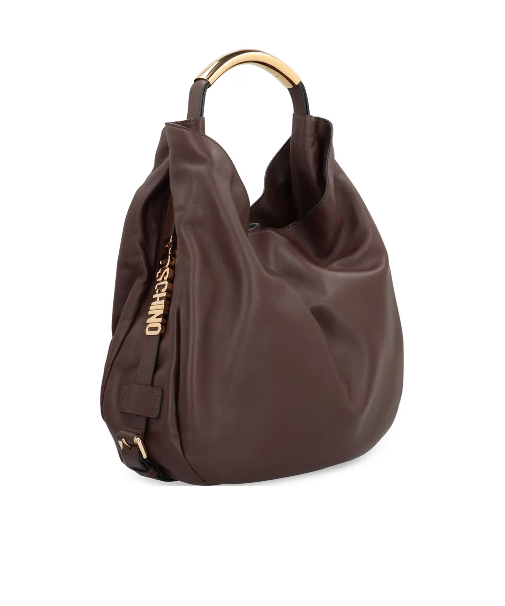 Logo-Lettering Leather Tote Bag