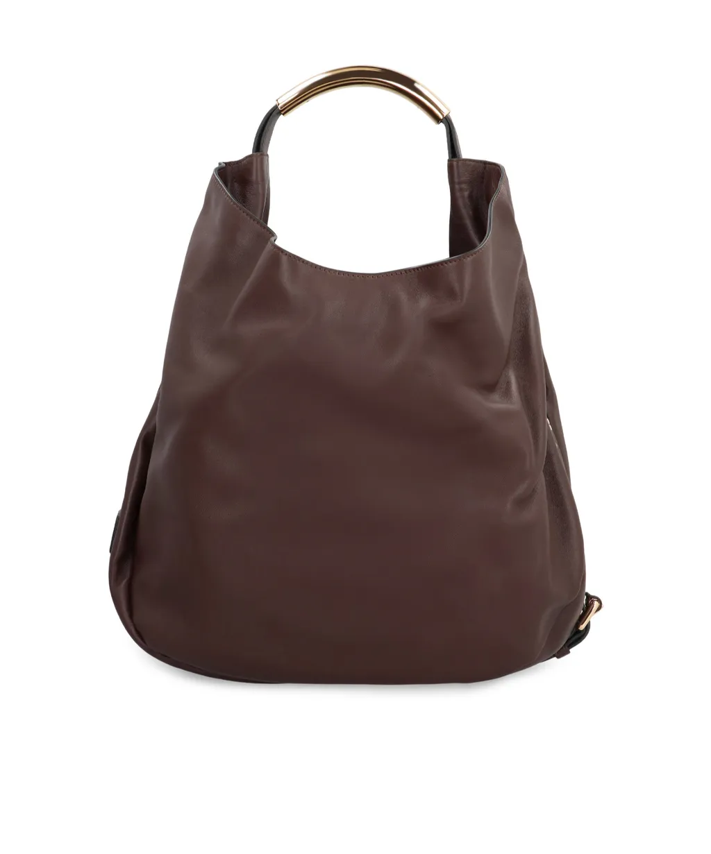 Logo-Lettering Leather Tote Bag