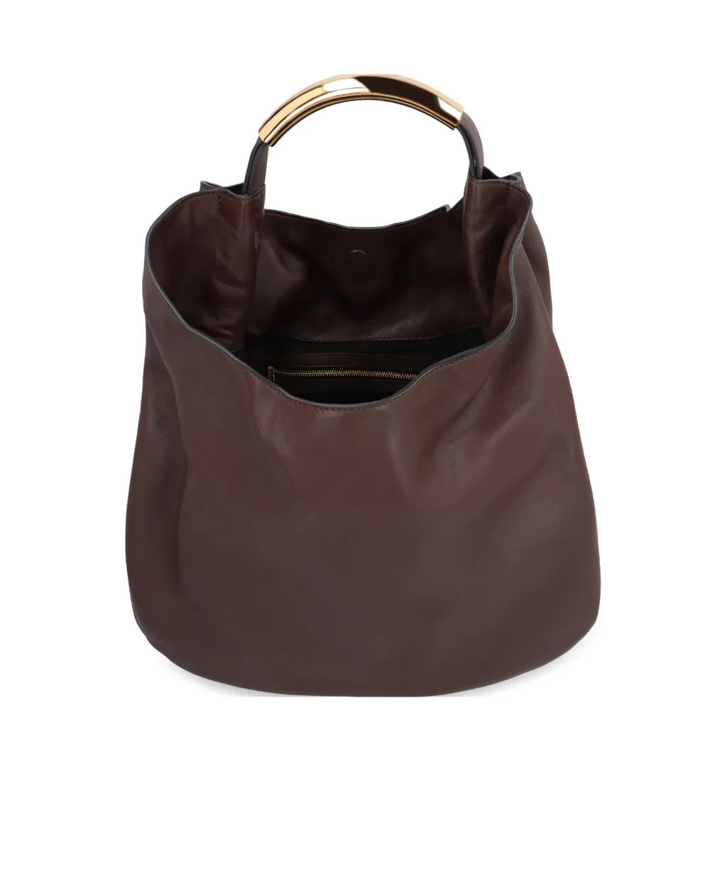 Logo-Lettering Leather Tote Bag