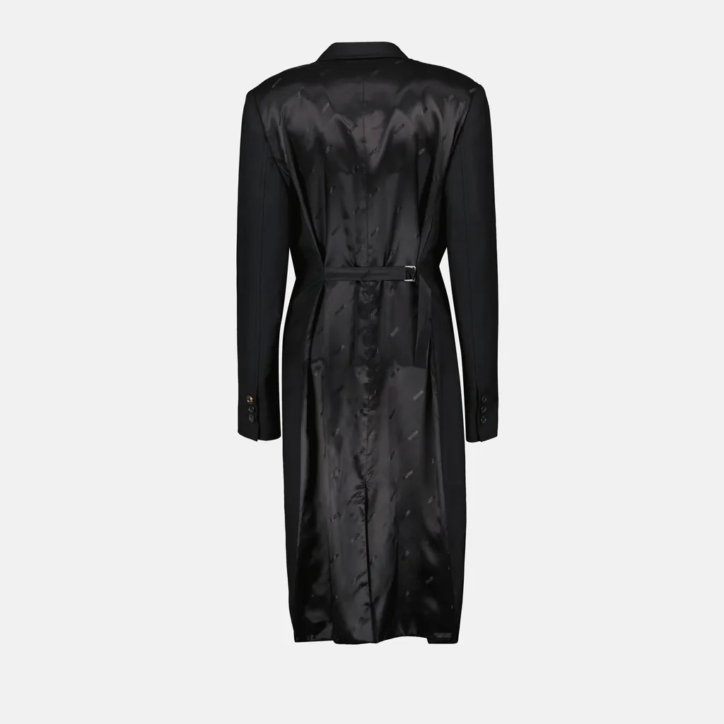 Button-Fastening Satin-Back Coat