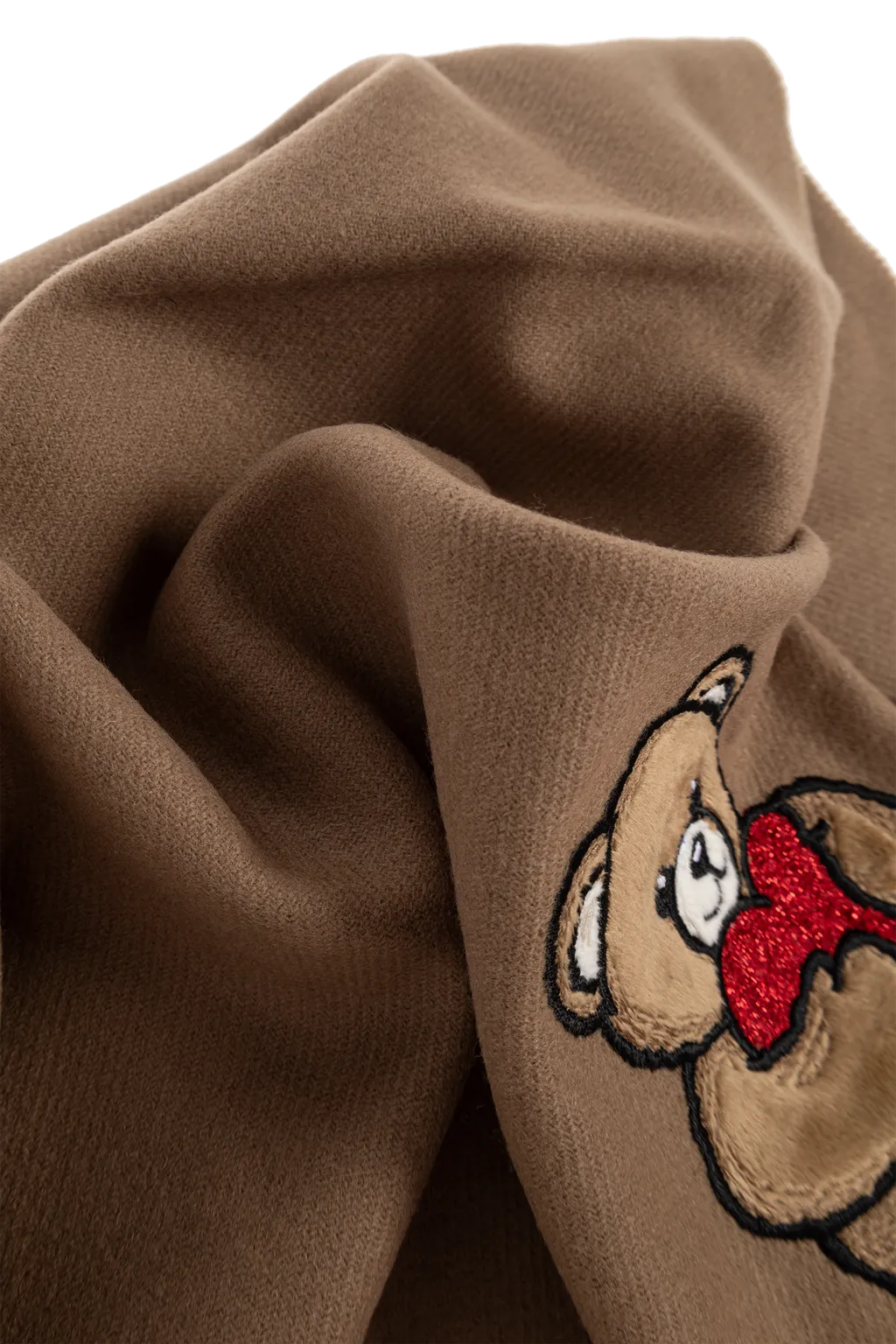 Teddy Heart-Embroidered Scarf