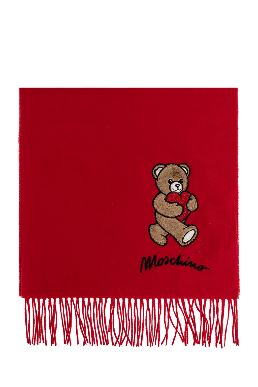 Teddy Bear-Appliqué Wool Scarf