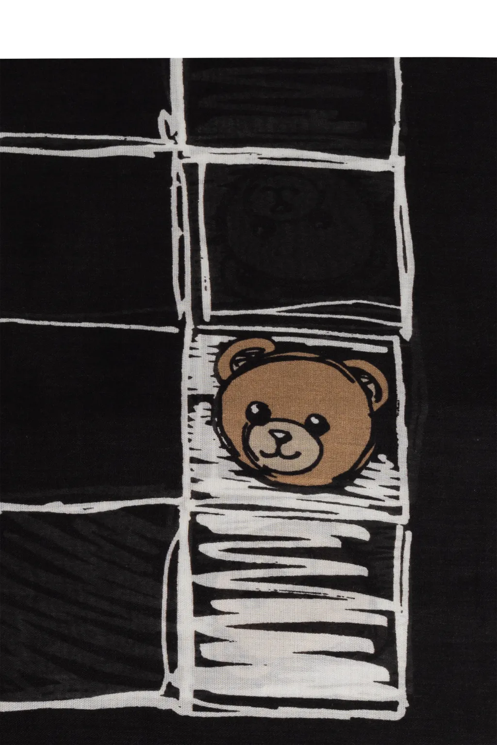 Teddy-Print Grid Scarf