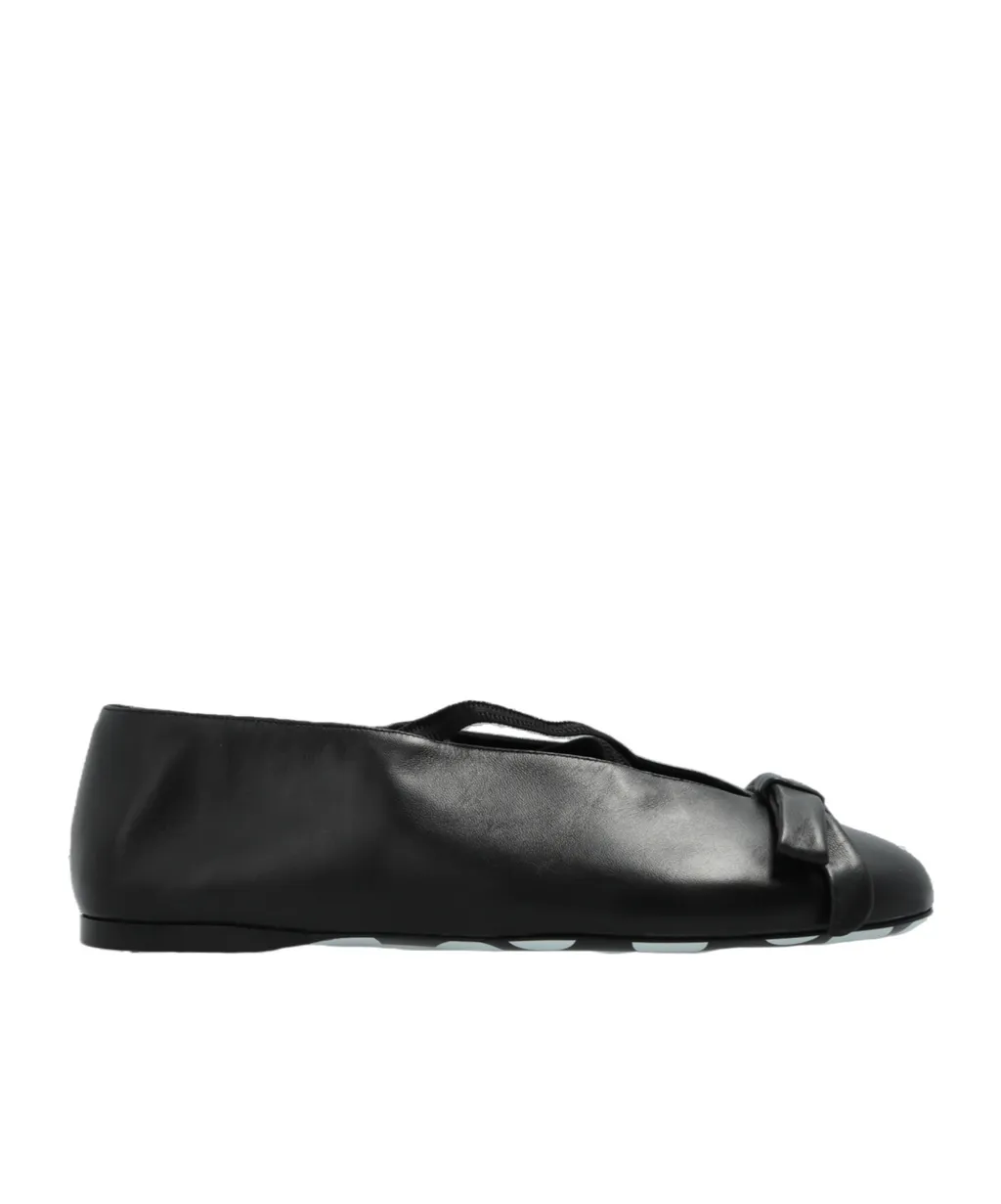 Bow-Detail Leather Ballet Flats
