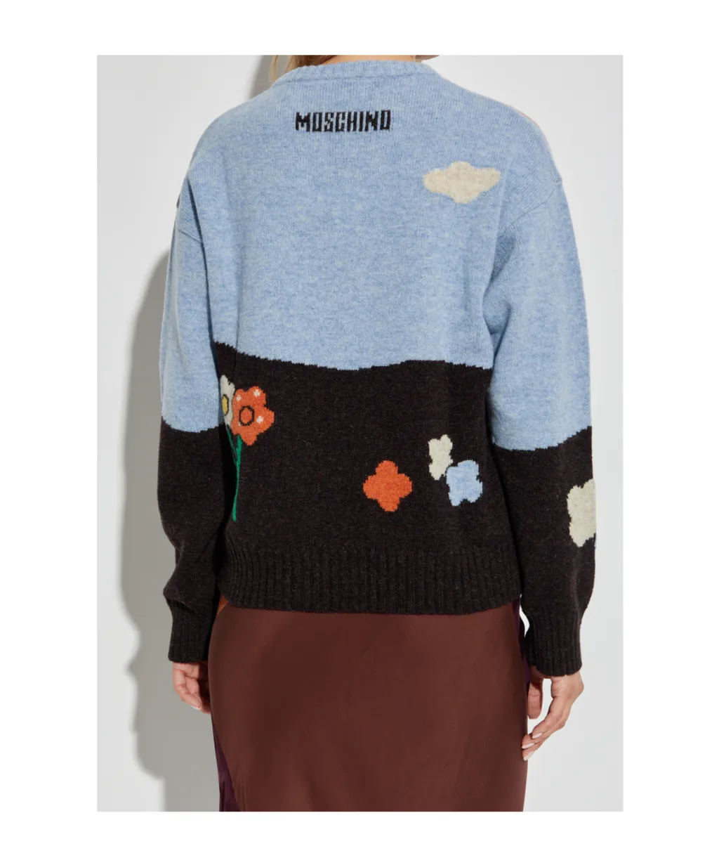 Landscape Print Wool Sweater