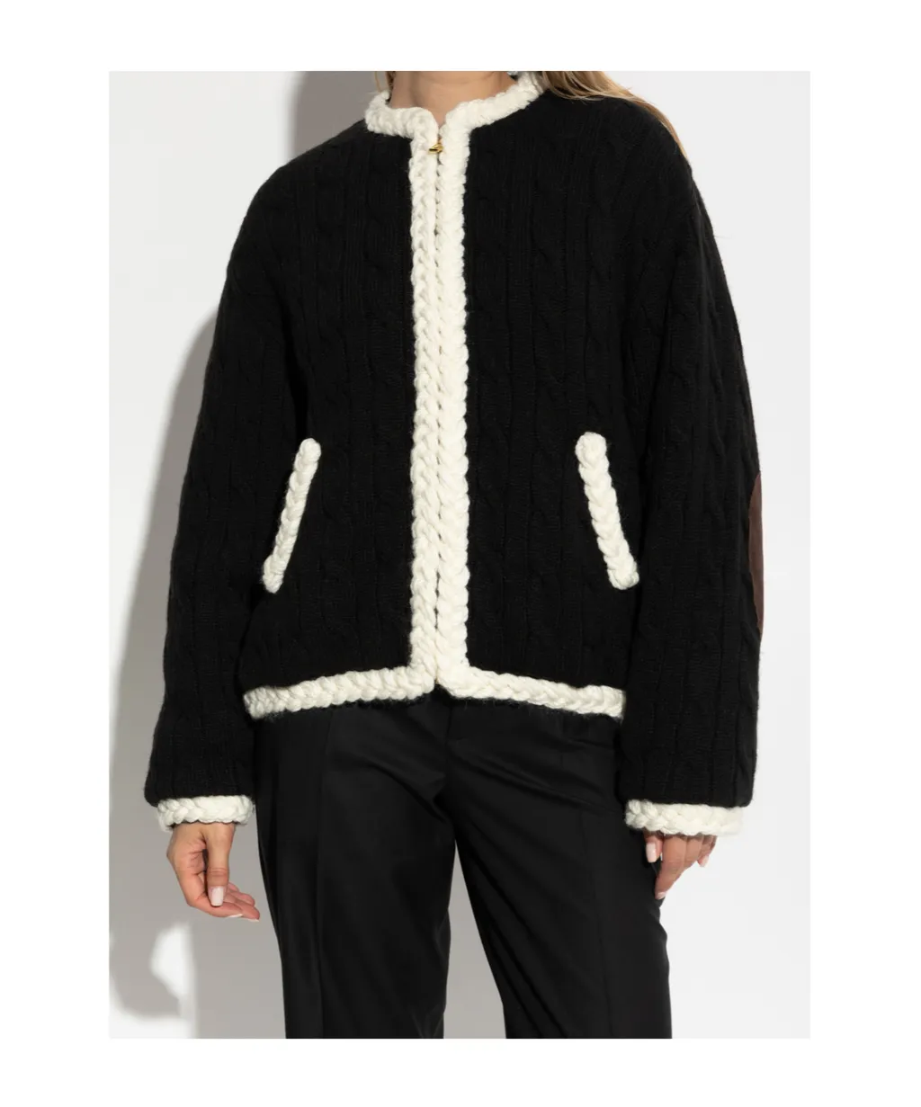 Cable-Knit Elbow-Patch Jacket