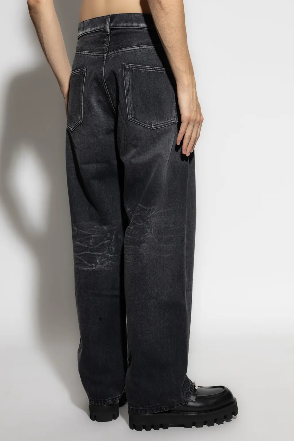 Logo-Plaque Faded-Wash Jeans