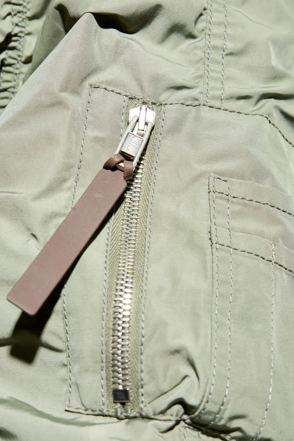 Ruched Zip-Up Bomber Jacket