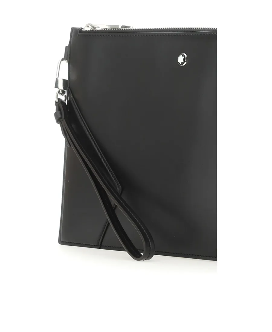 Logo-Plaque Leather Clutch Bag