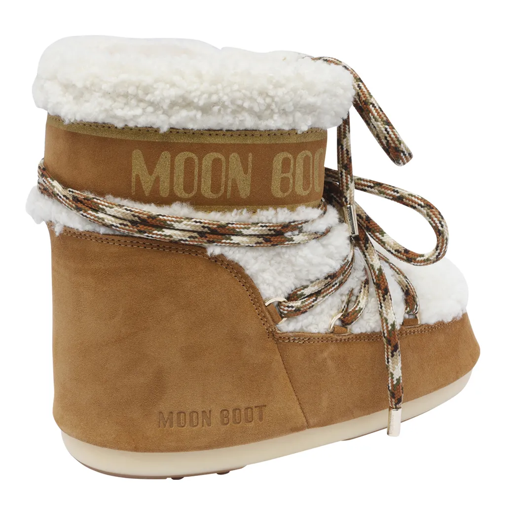 Logo Printed Shearling Lace-Up Boots