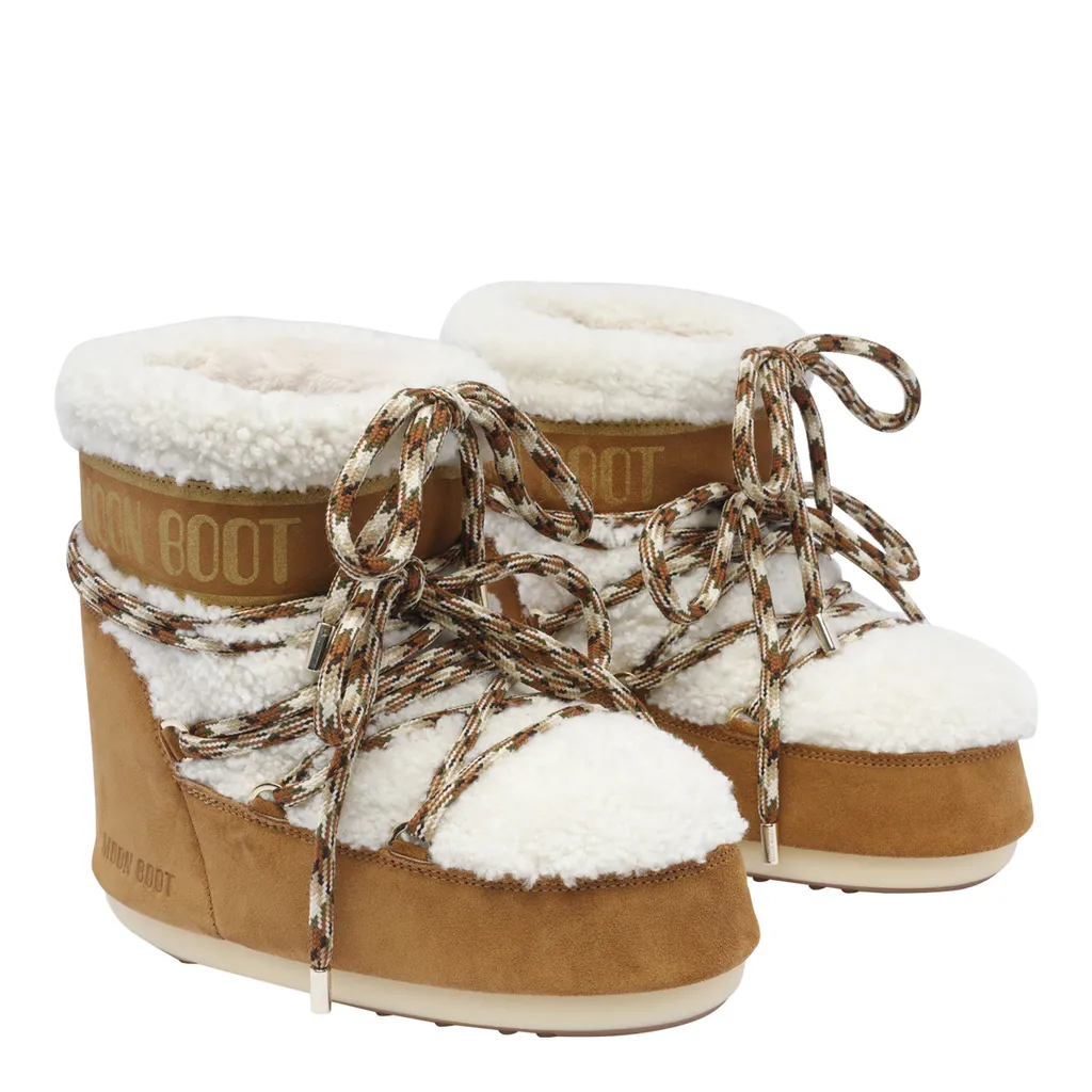 Logo Printed Shearling Lace-Up Boots