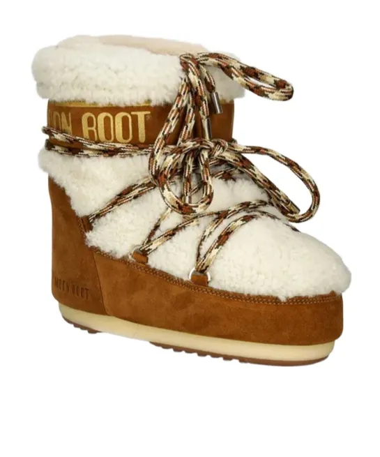 Logo Printed Shearling Lace-Up Boots