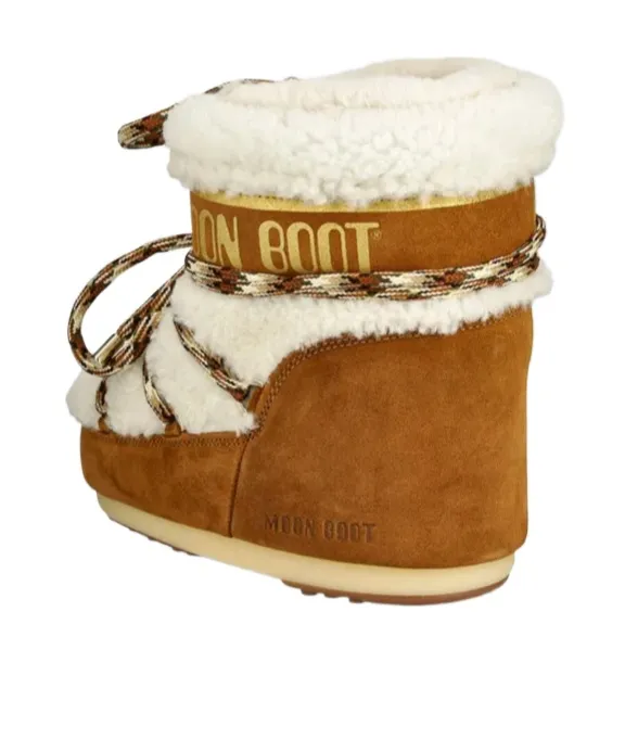 Logo Printed Shearling Lace-Up Boots