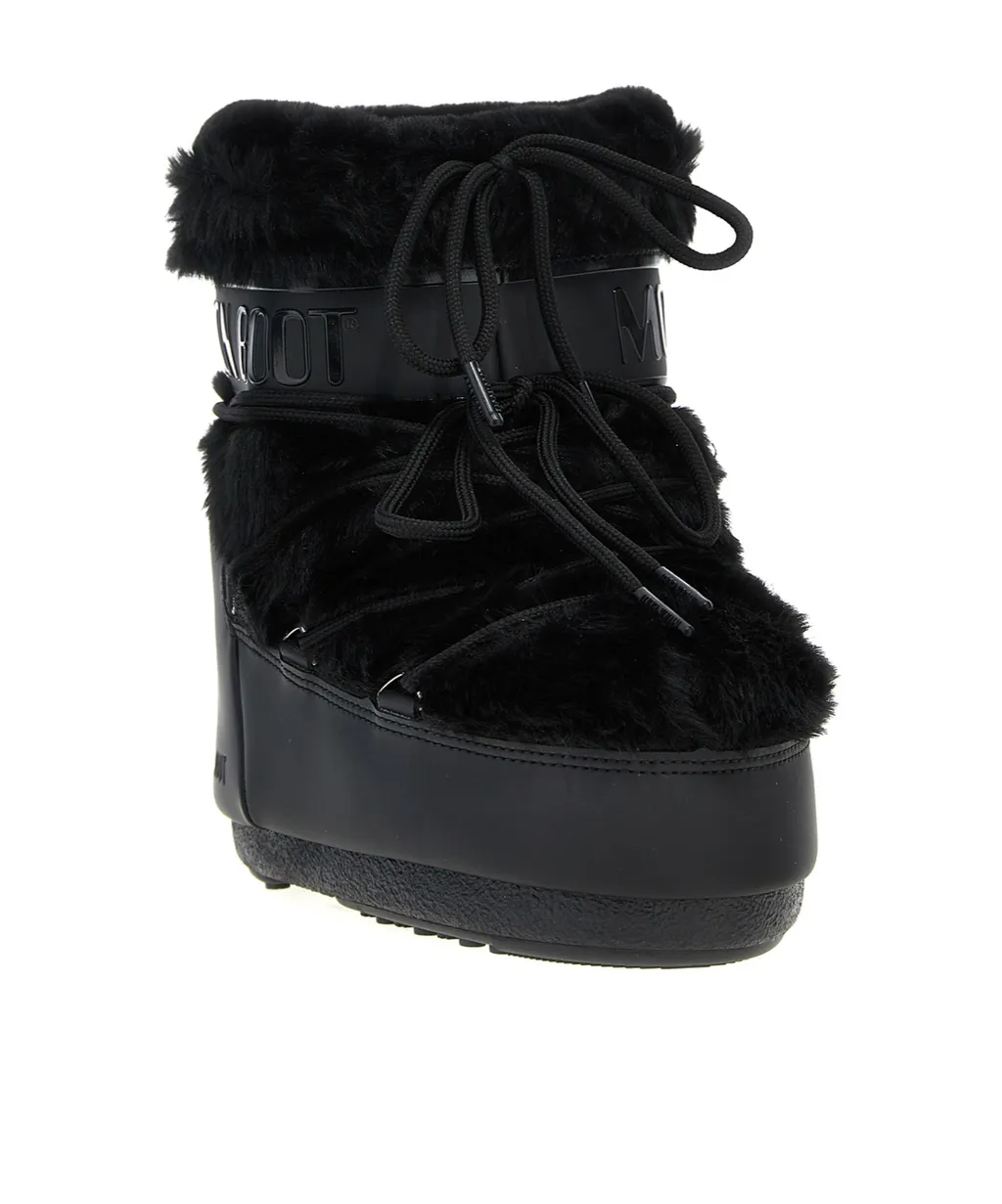 Icon Low Faux-Fur Lace-Up Boots