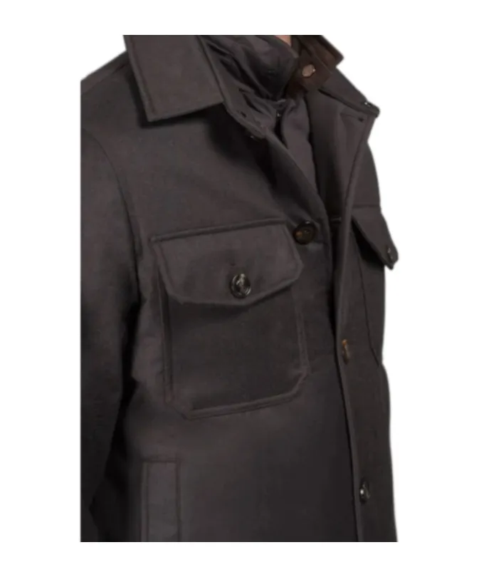 Button-Fastening Flap-Pocket Jacket