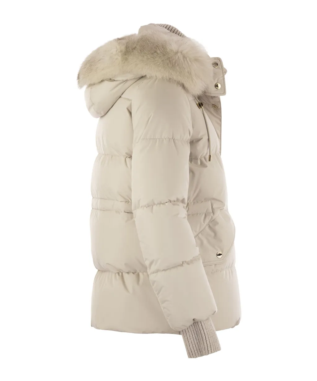 Attica Short Down Jacket With Hood And Fur