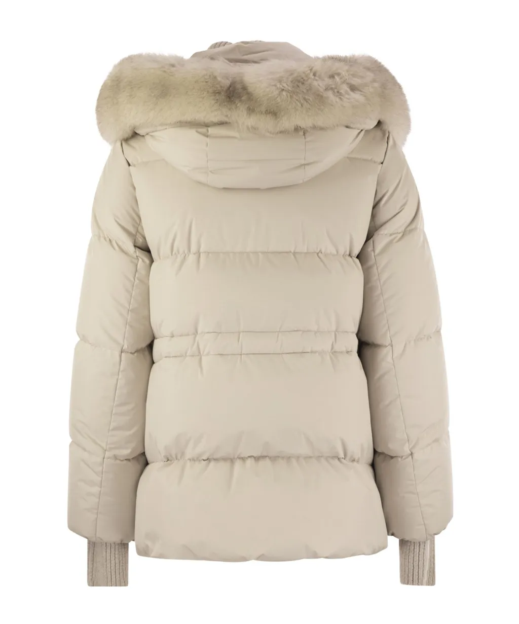 Attica Short Down Jacket With Hood And Fur