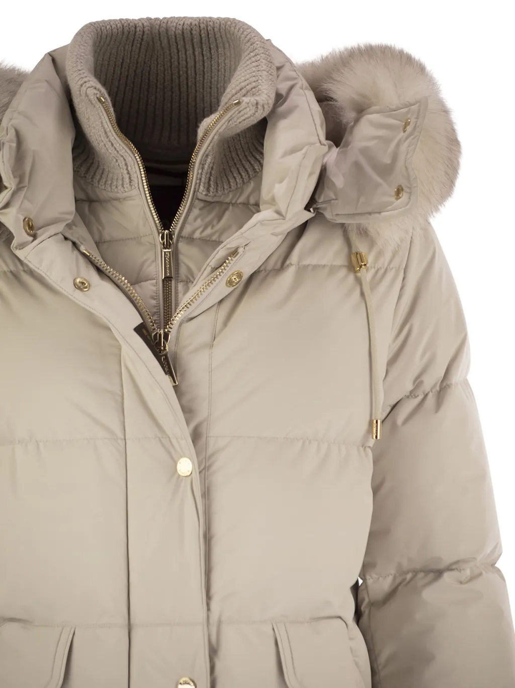 Attica Short Down Jacket With Hood And Fur