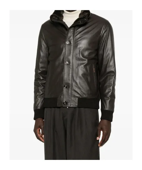 Buttoned Leather Jacket