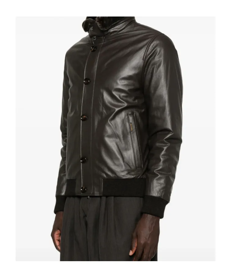 Buttoned Leather Jacket