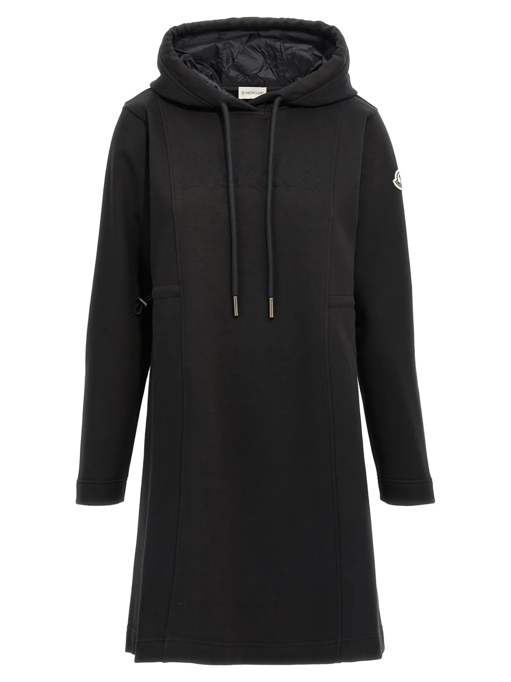 Logo Patch Drawstring Hooded Dress