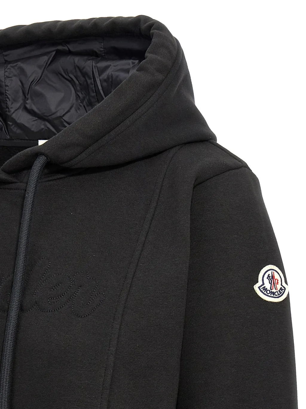 Logo Patch Drawstring Hooded Dress