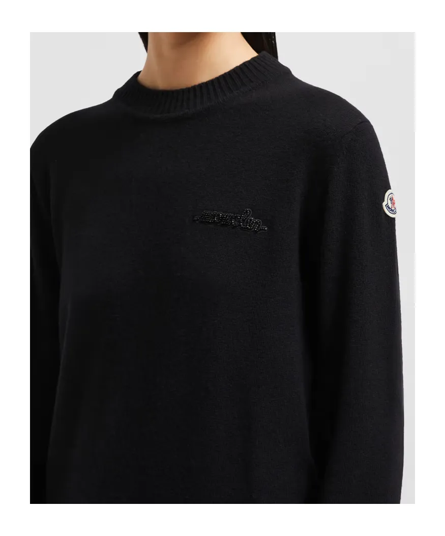 Beaded Logo Cashmere & Wool Jumper