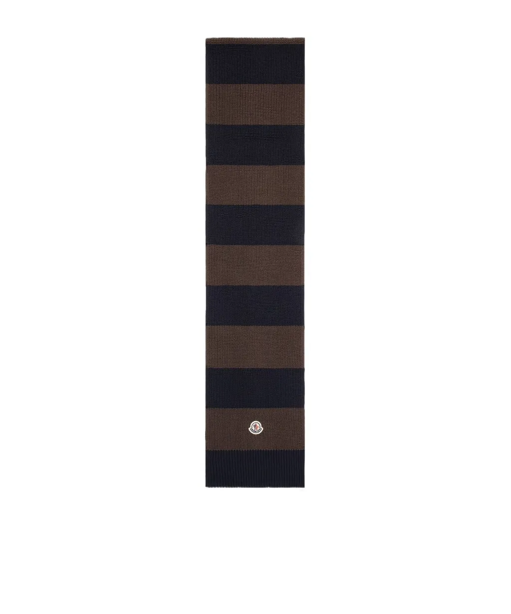 Logo Patch Striped Scarf