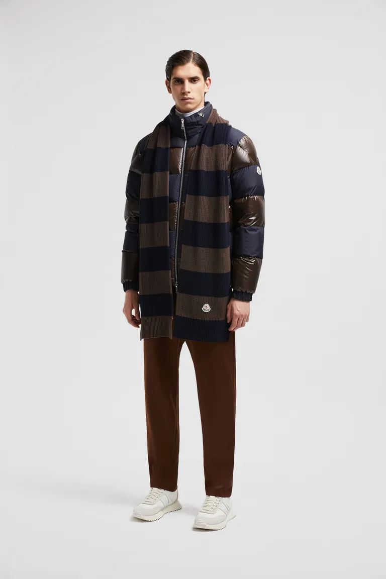 Logo Patch Striped Scarf