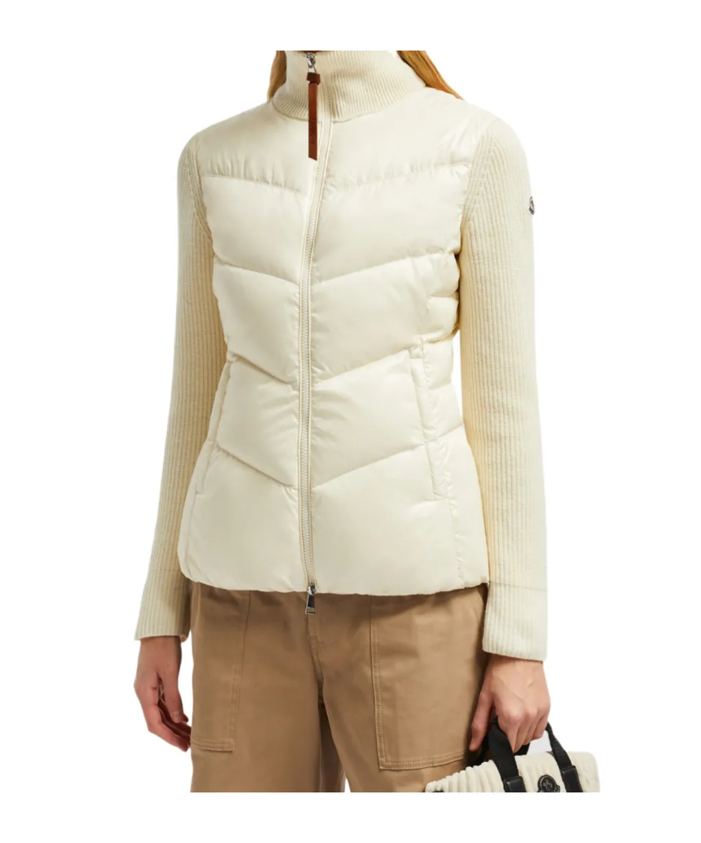 Padded Wool Zip-Up Cardigan