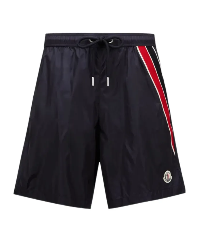 Logo Patch Detail Elastic Waist Swim Shorts