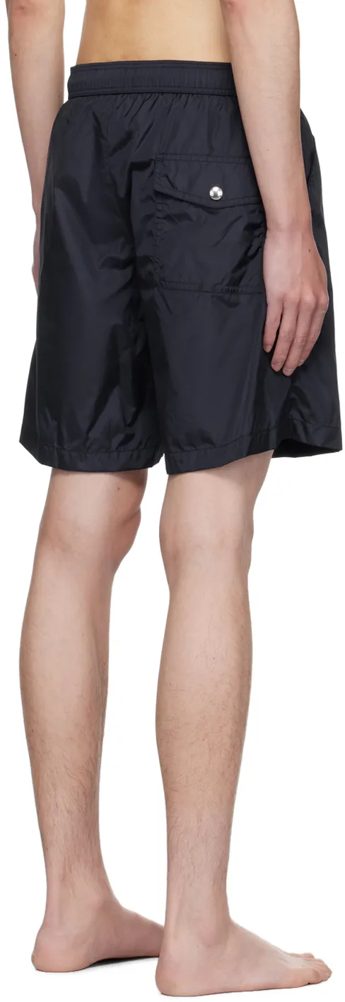 Logo Patch Detail Elastic Waist Swim Shorts