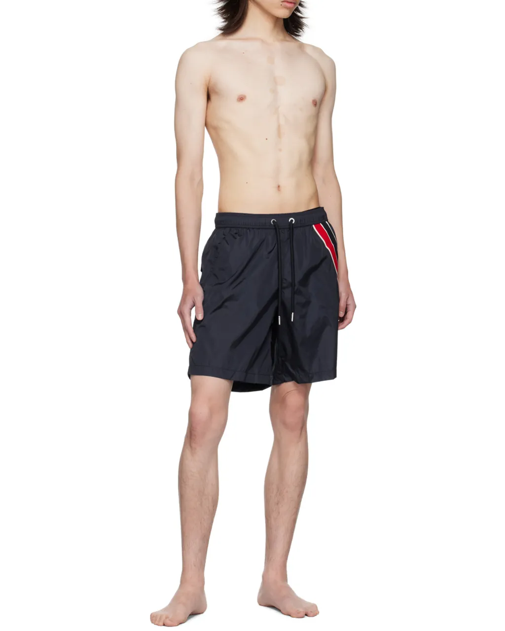 Logo Patch Detail Elastic Waist Swim Shorts