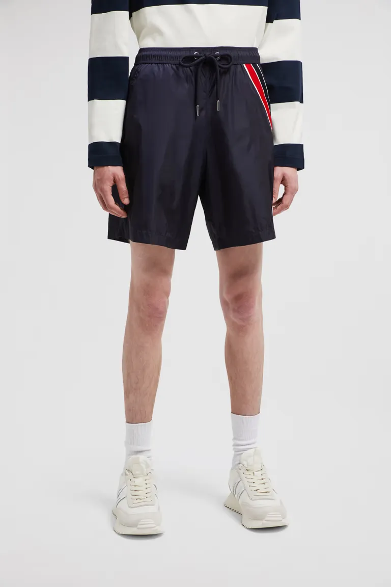 Logo Patch Detail Elastic Waist Swim Shorts
