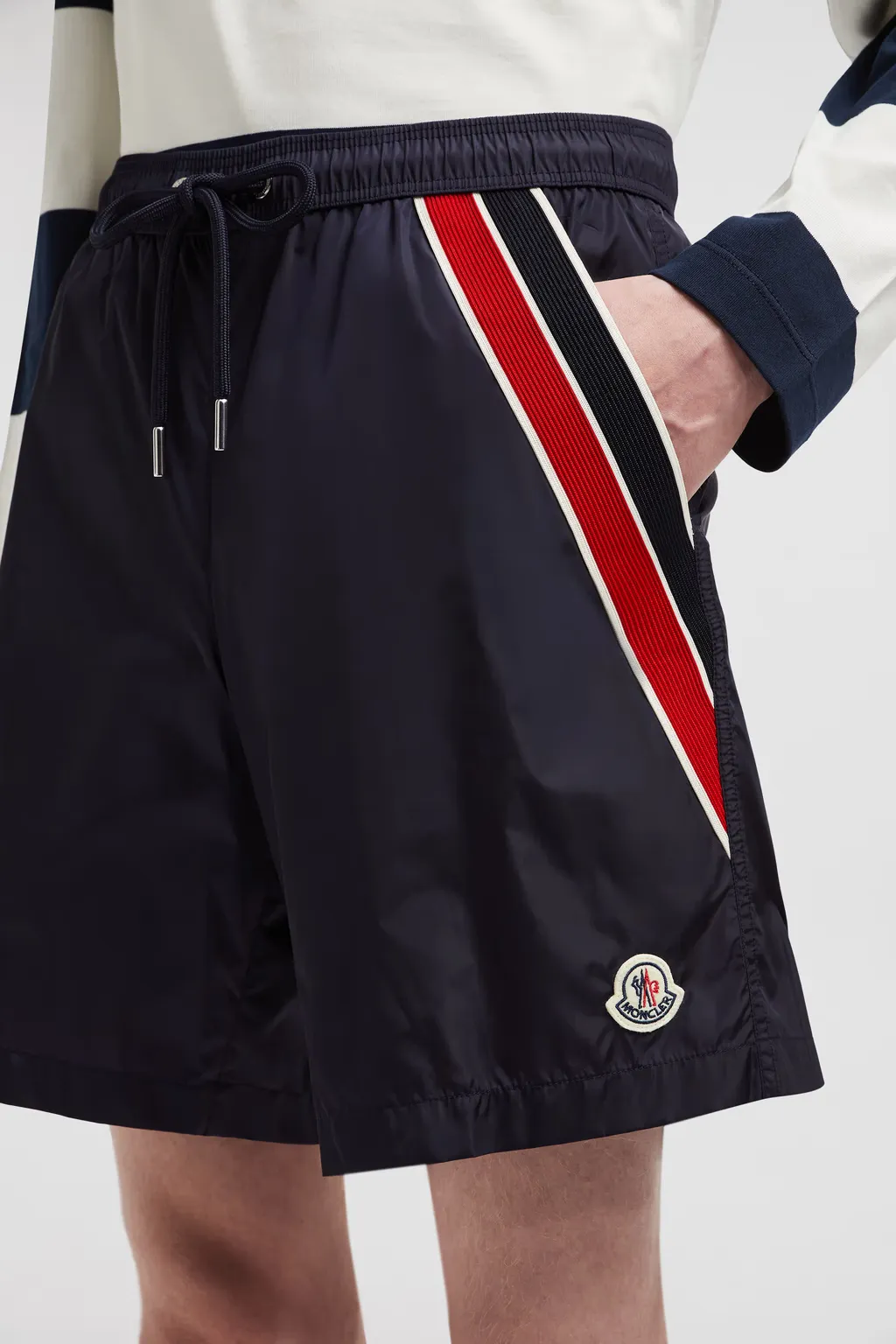 Logo Patch Detail Elastic Waist Swim Shorts