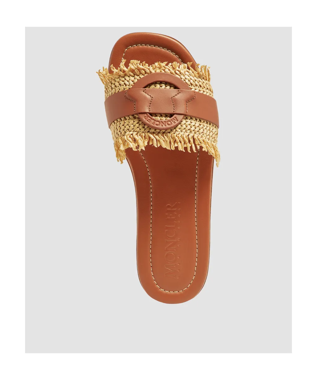 Bell Raffia & Leather Sliders