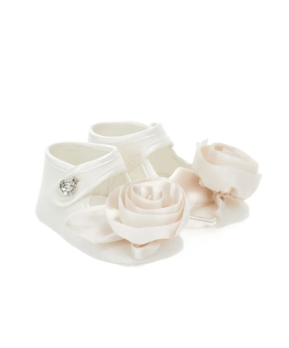Floral-Appliqué Crib Shoes