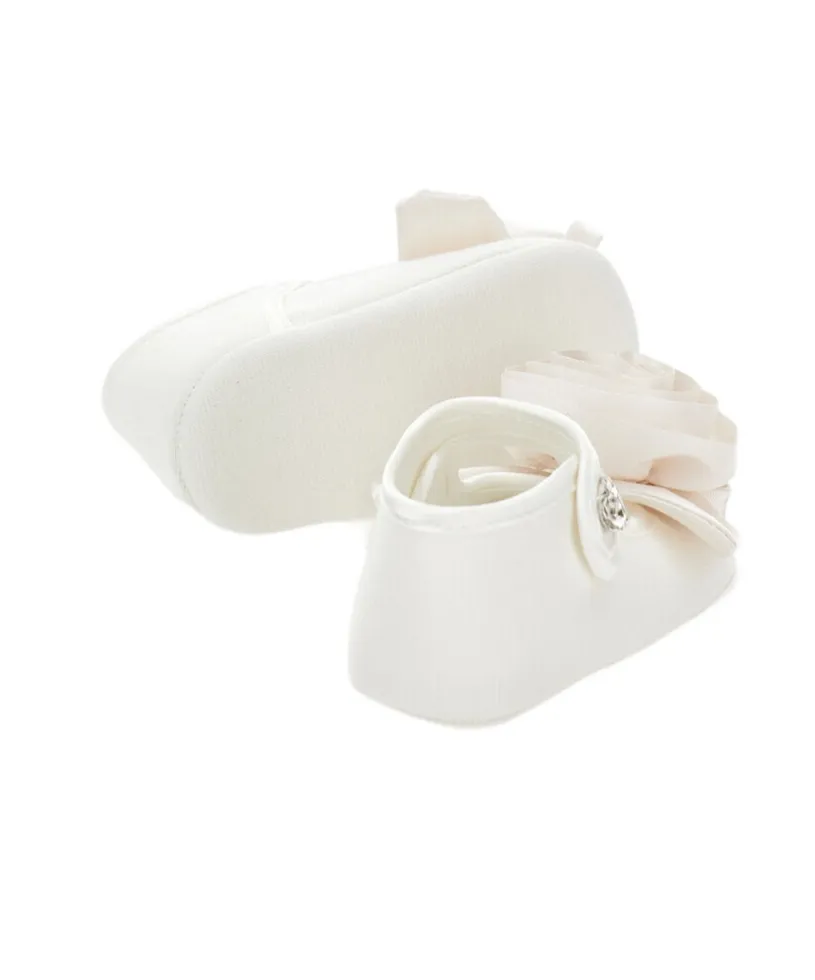Floral-Appliqué Crib Shoes